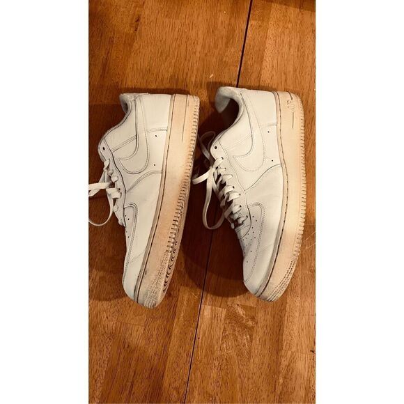 Nike AF1 White Leather Mens Sneakers Size 12.5 (B) - Picture 7 of 13